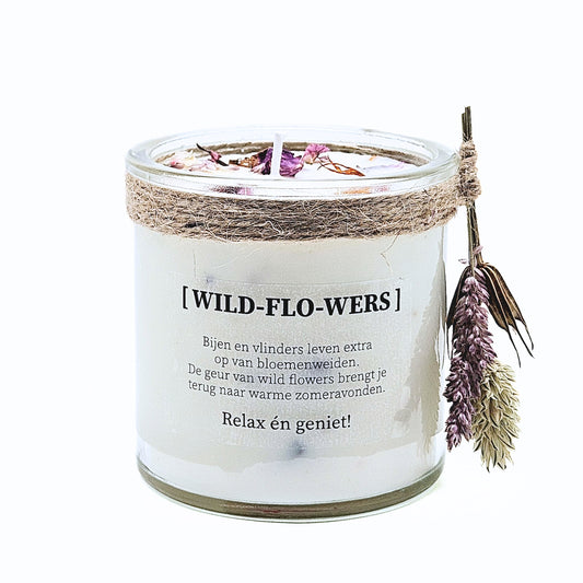 DIY pakket - Candlelight-on kaarsen maken met sojawas, droogbloemen en etherische olie - wild flowers 