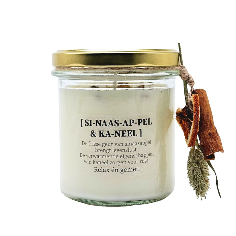 Geurkaars met droogbloemen - Sinaasappel kaneel