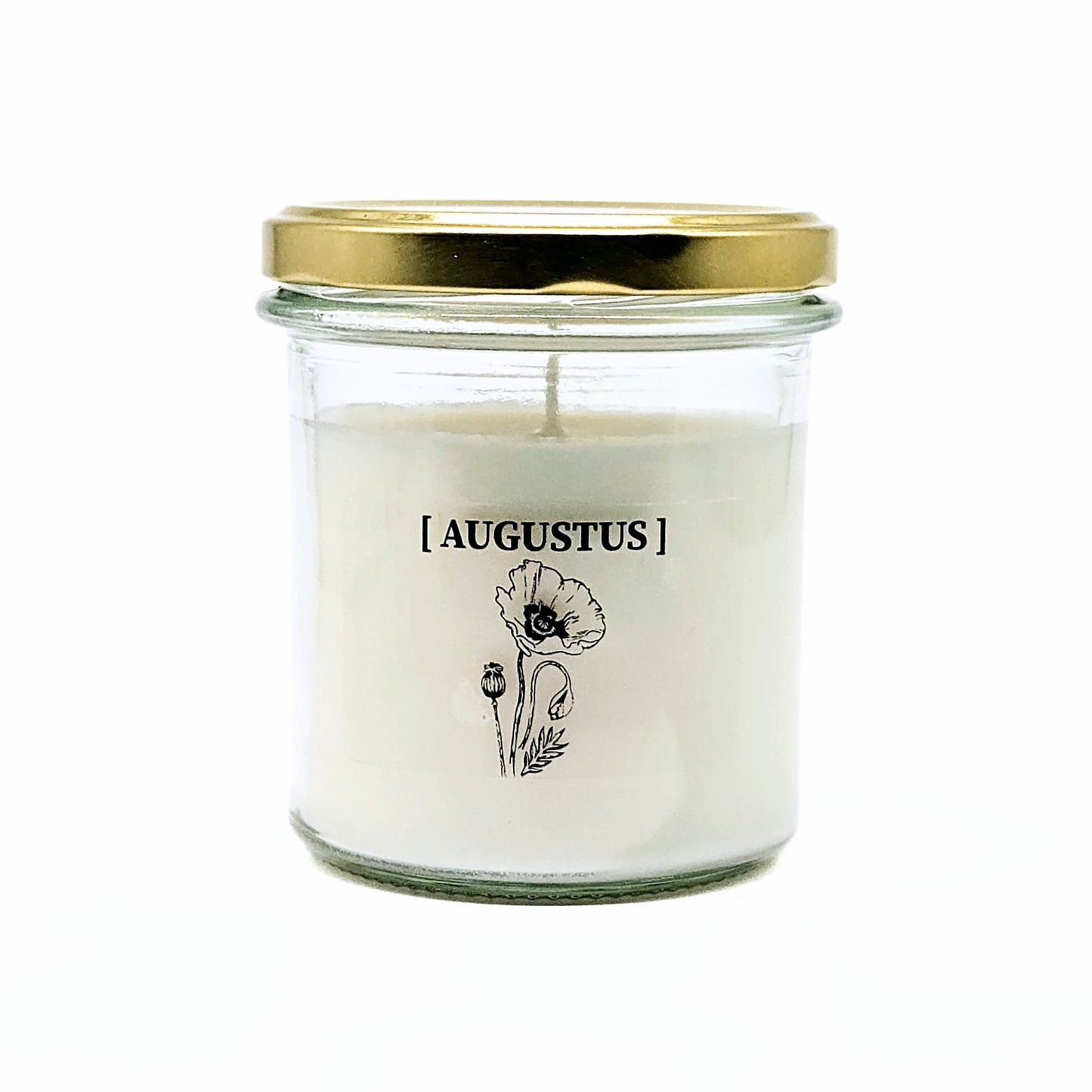 Candlelight-on - geurkaars met geboortebloem en geboortedatum - augustus - o.b.v. sojawas en etherische oliën