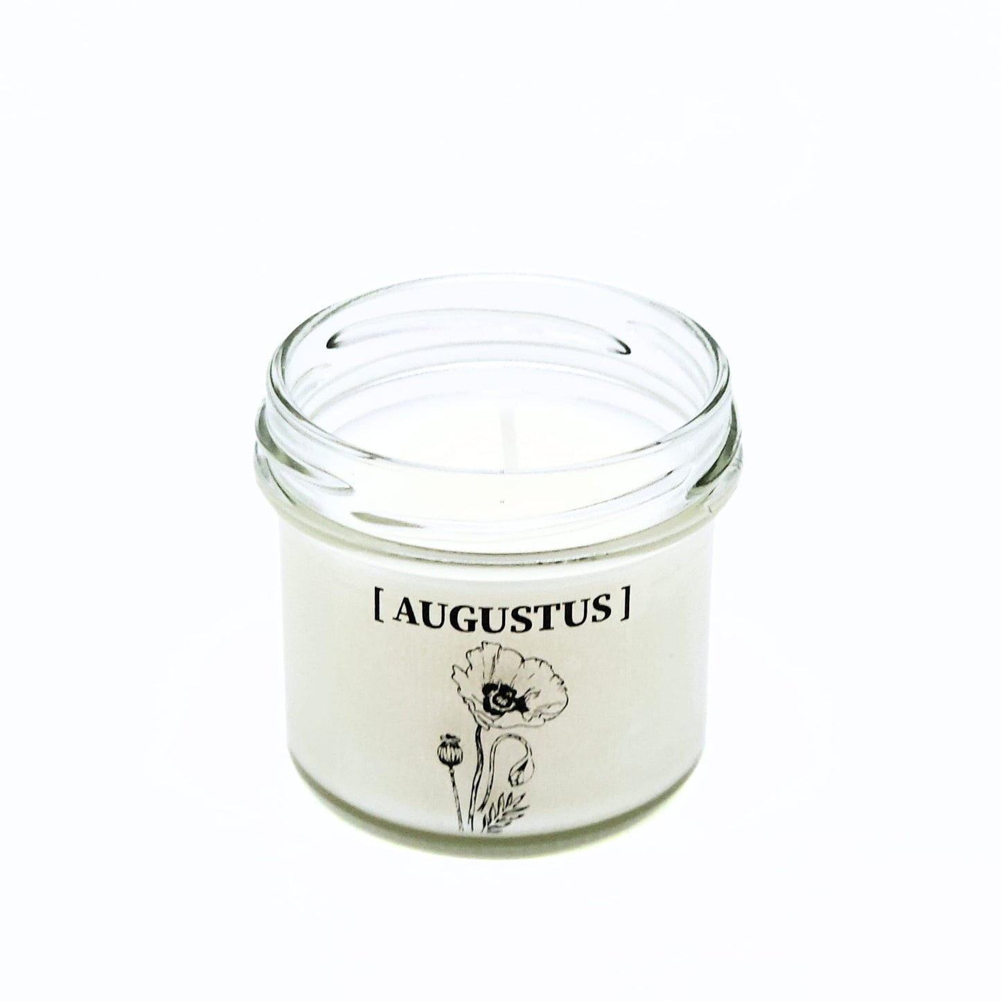 Candlelight-on - geurkaars met geboortebloem en geboortedatum - augustus - o.b.v. sojawas en etherische oliën