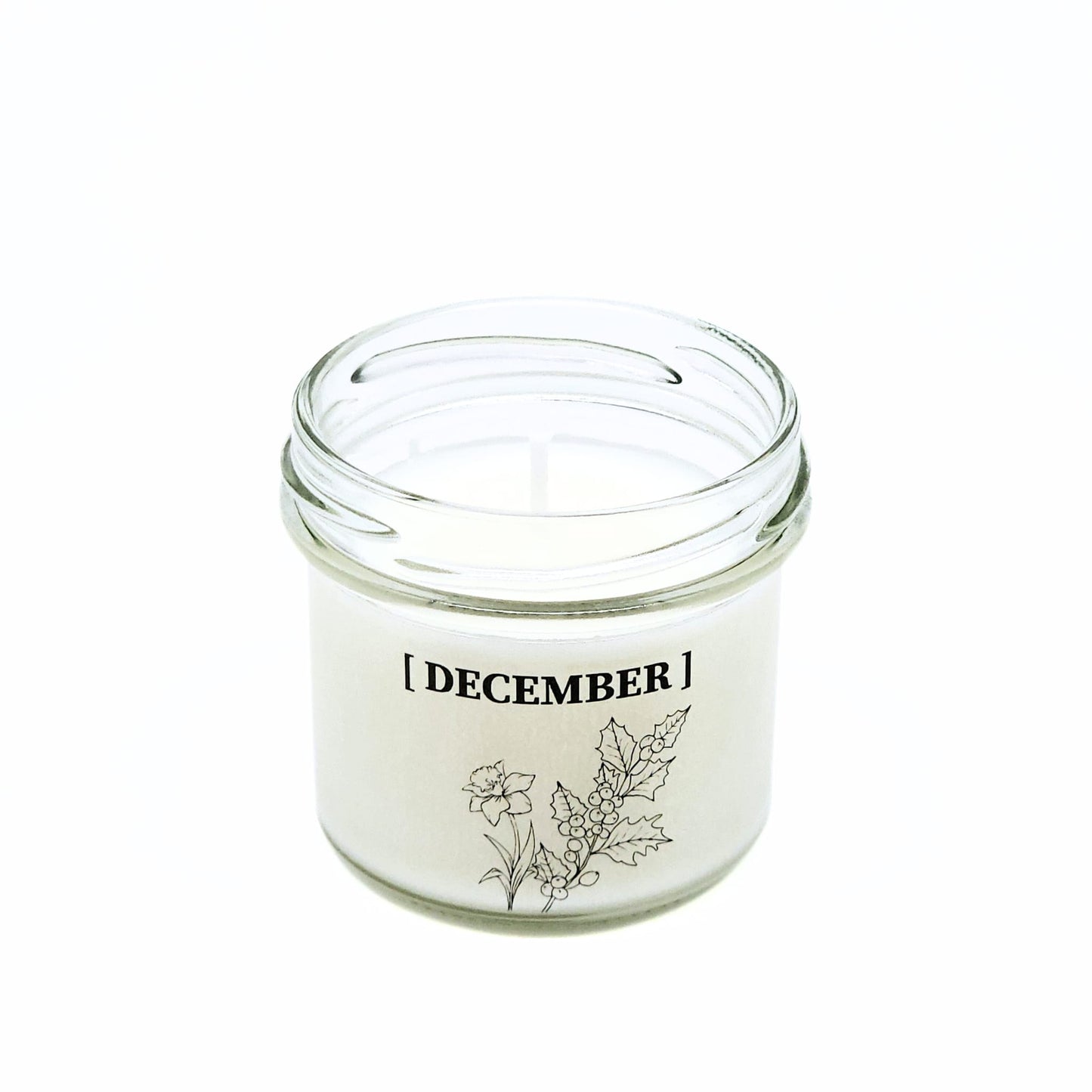 Candlelight-on - geurkaars met geboortebloem en geboortedatum - december - o.b.v. sojawas en etherische oliën
