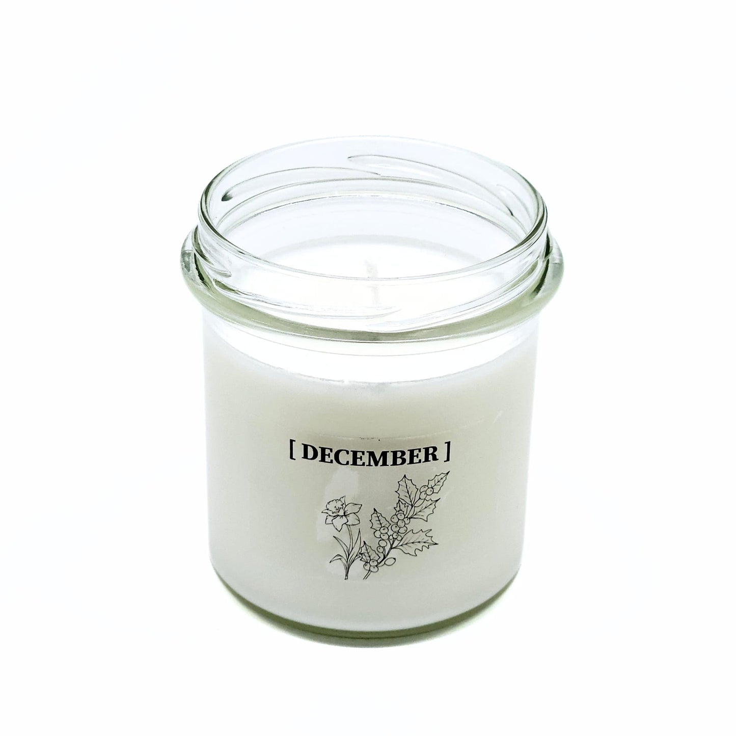 Candlelight-on - geurkaars met geboortebloem en geboortedatum - december - o.b.v. sojawas en etherische oliën