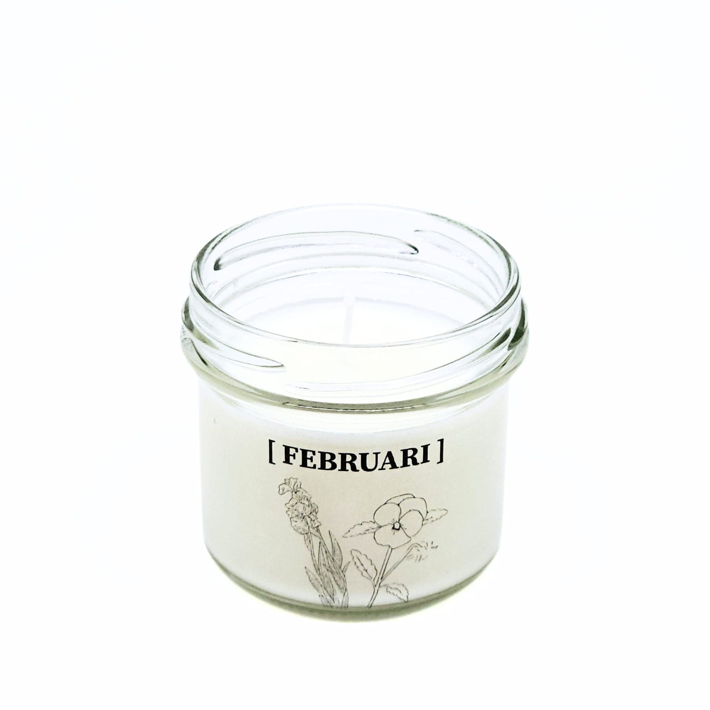 Candlelight-on - geurkaars met geboortebloem en geboortedatum - februari - o.b.v. sojawas en etherische oliën