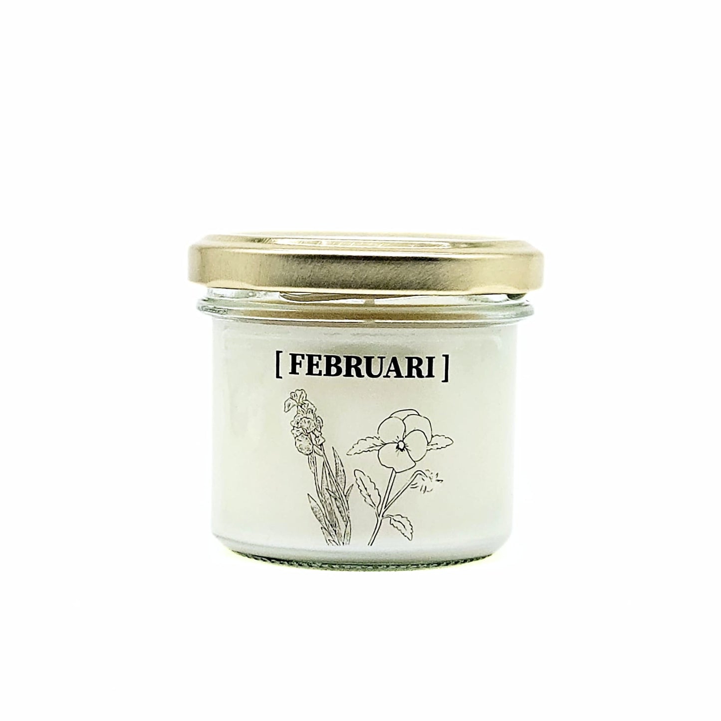 Candlelight-on - geurkaars met geboortebloem en geboortedatum - februari - o.b.v. sojawas en etherische oliën