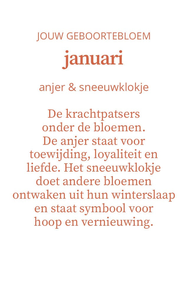 Candlelight-on - geurkaars met geboortebloem en geboortedatum - januari - o.b.v. sojawas en etherische oliën
