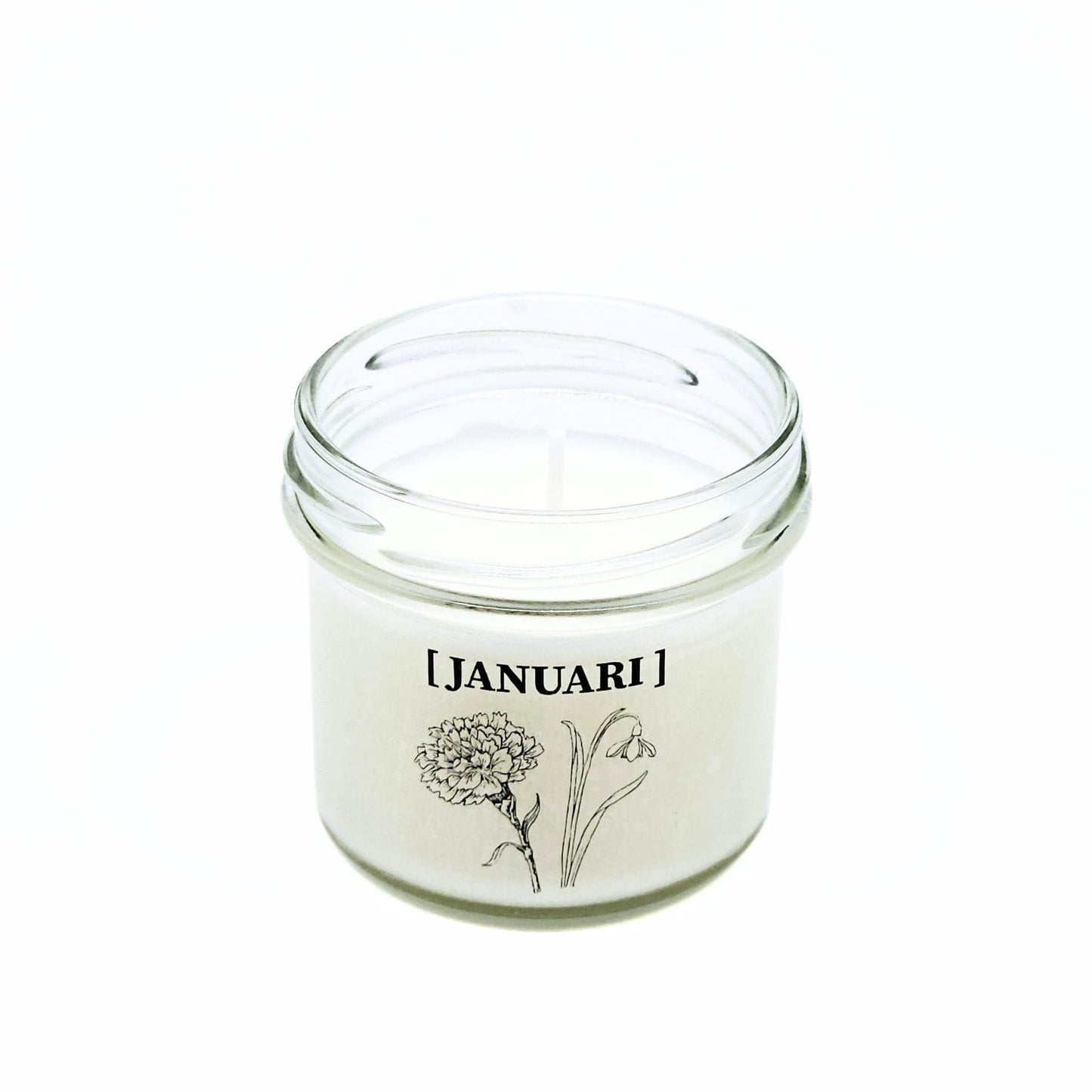Candlelight-on - geurkaars met geboortebloem en geboortedatum - januari - o.b.v. sojawas en etherische oliën
