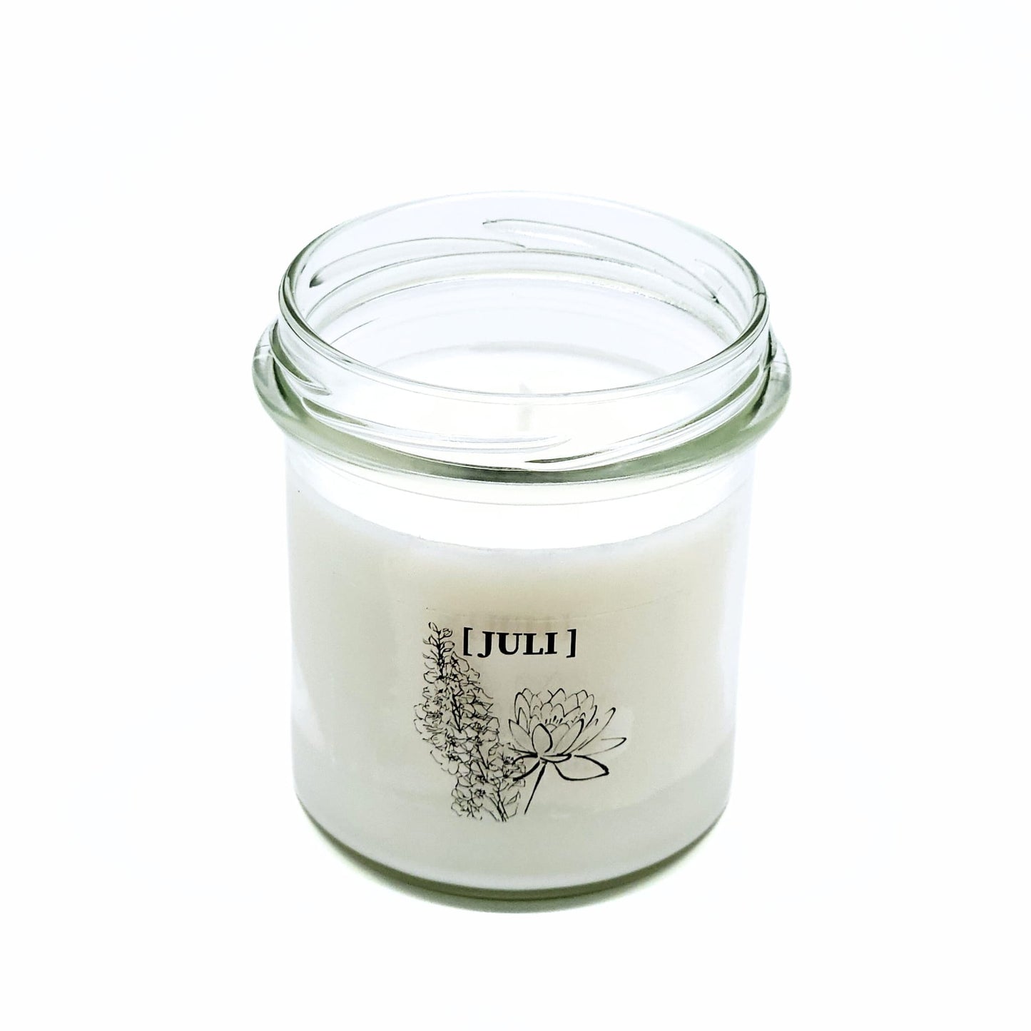 Candlelight-on - geurkaars met geboortebloem en geboortedatum - juli - o.b.v. sojawas en etherische oliën