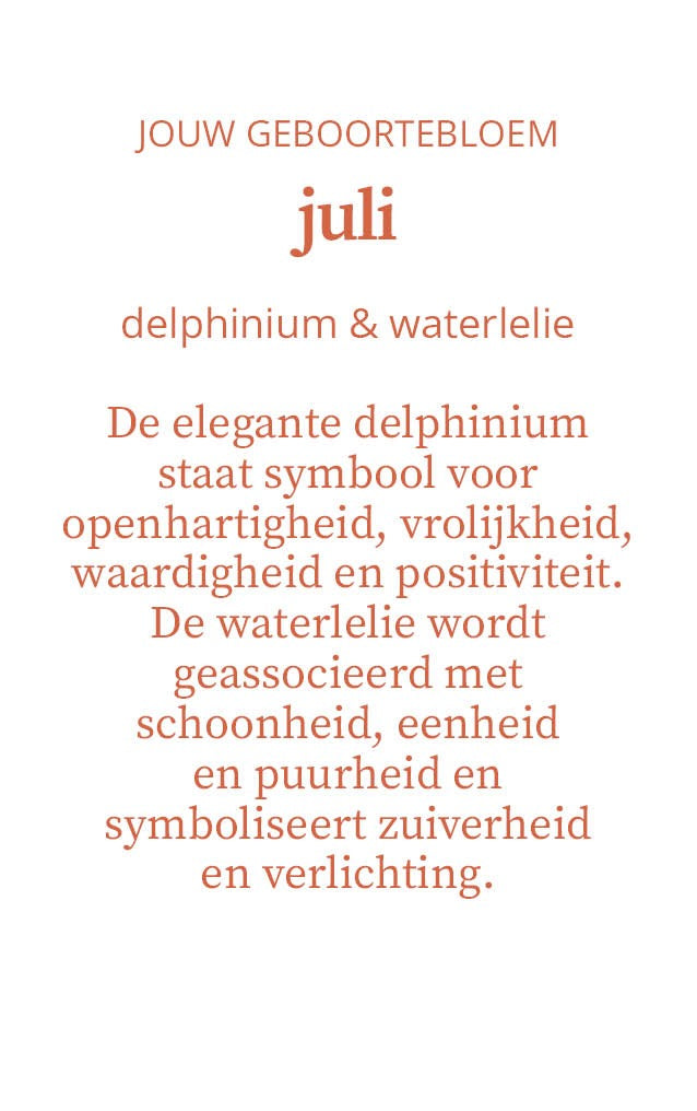 Candlelight-on - geurkaars met geboortebloem en geboortedatum - juli - o.b.v. sojawas en etherische oliën