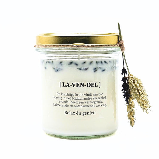 Geurkaars met droogbloemen - Lavendel