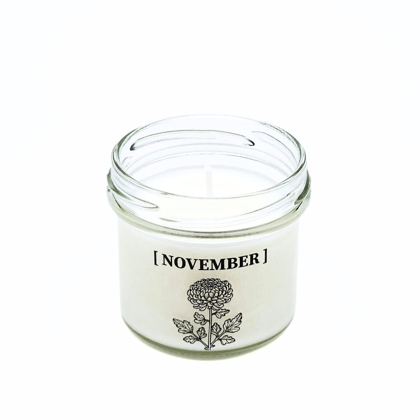 Candlelight-on - geurkaars met geboortebloem en geboortedatum - november - o.b.v. sojawas en etherische oliën