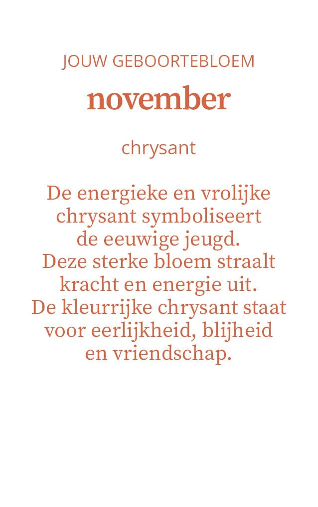 Candlelight-on - geurkaars met geboortebloem en geboortedatum - november - o.b.v. sojawas en etherische oliën