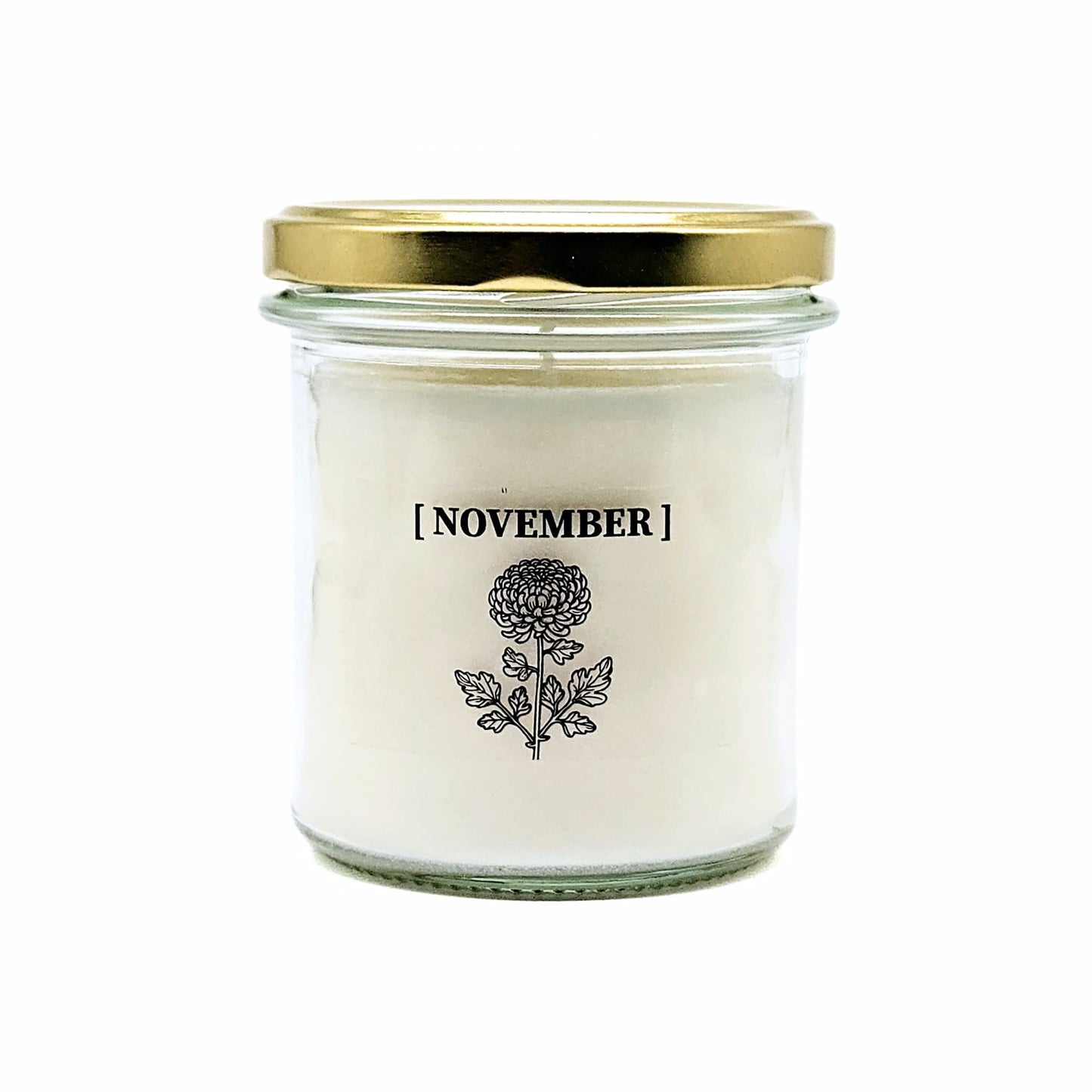Candlelight-on - geurkaars met geboortebloem en geboortedatum - november - o.b.v. sojawas en etherische oliën