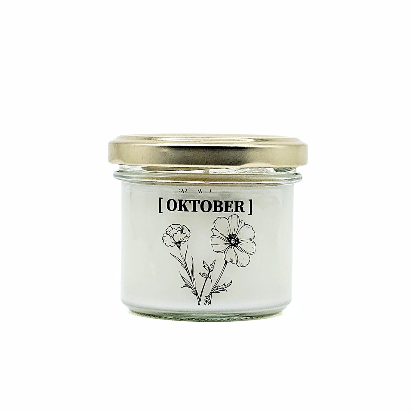 Candlelight-on - geurkaars met geboortebloem en geboortedatum - oktober - o.b.v. sojawas en etherische oliën