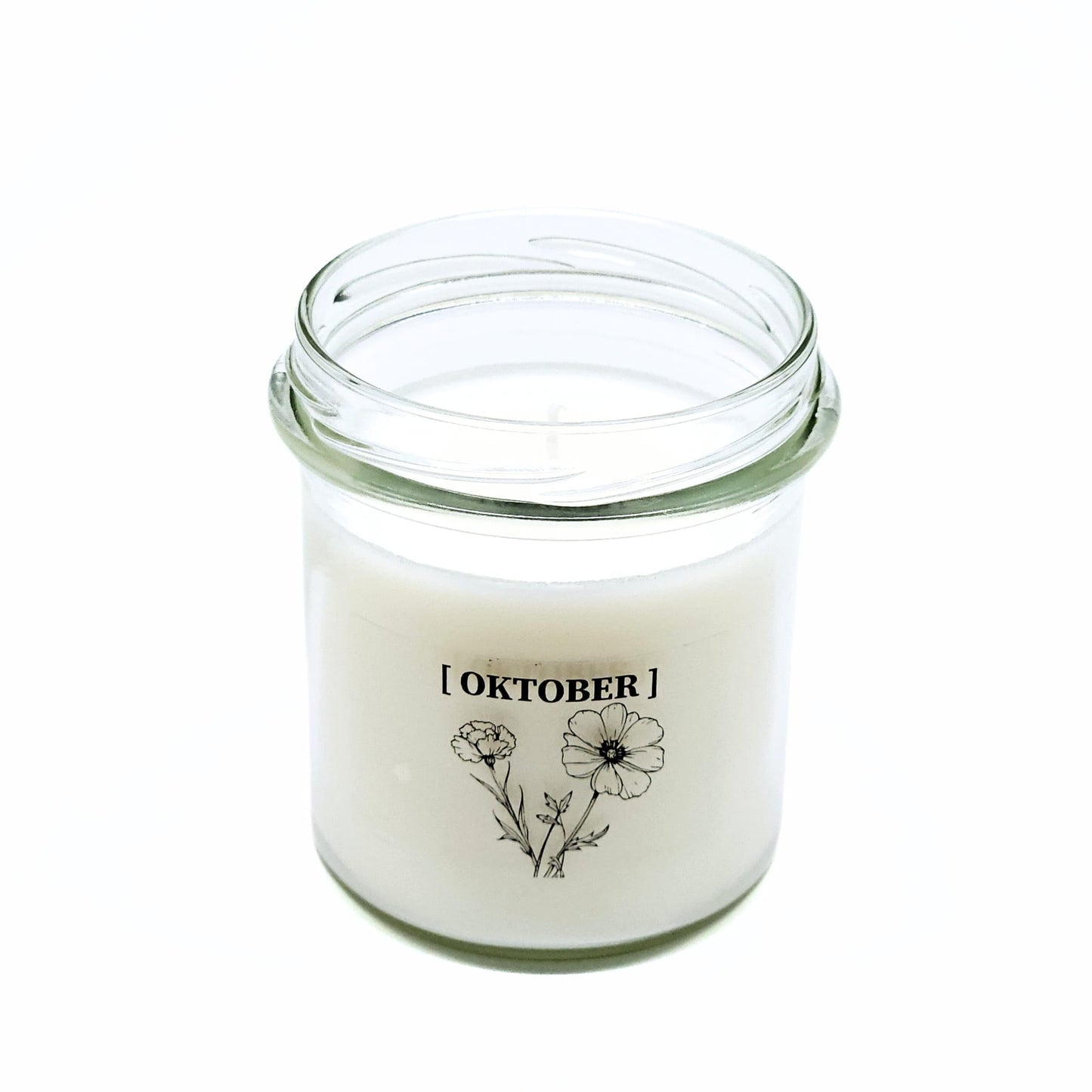 Candlelight-on - geurkaars met geboortebloem en geboortedatum - oktober - o.b.v. sojawas en etherische oliën