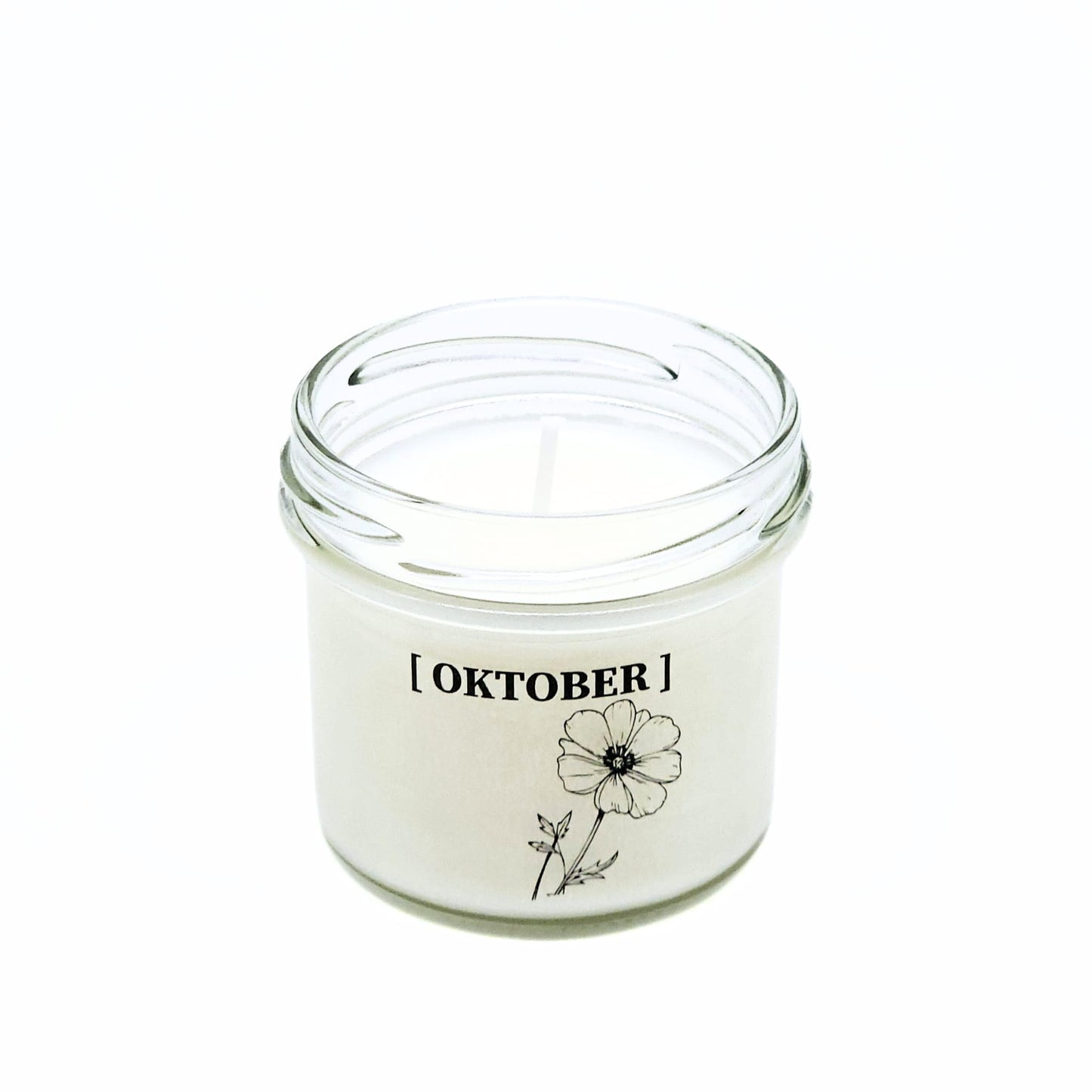 Candlelight-on - geurkaars met geboortebloem en geboortedatum - oktober - o.b.v. sojawas en etherische oliën