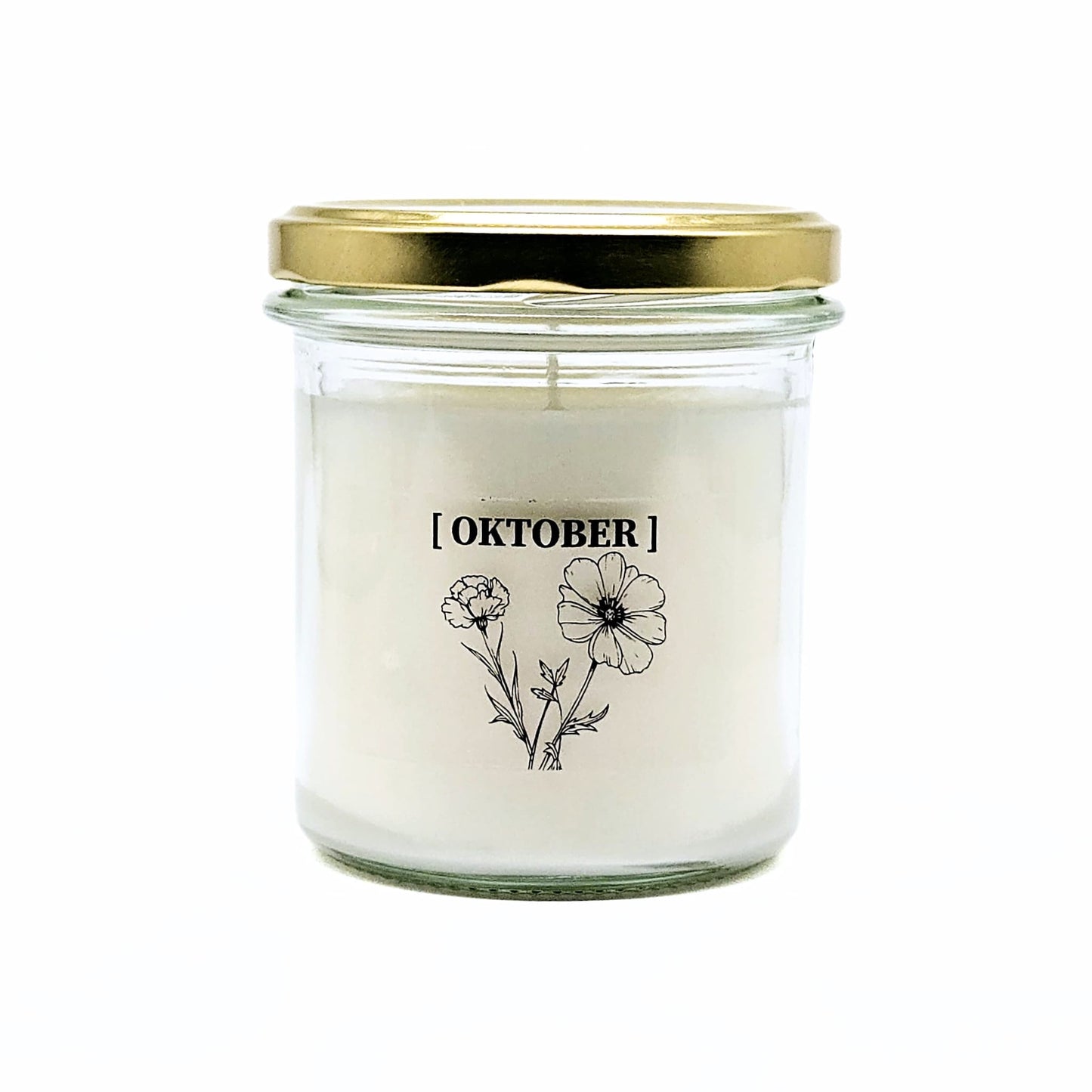 Candlelight-on - geurkaars met geboortebloem en geboortedatum - oktober - o.b.v. sojawas en etherische oliën