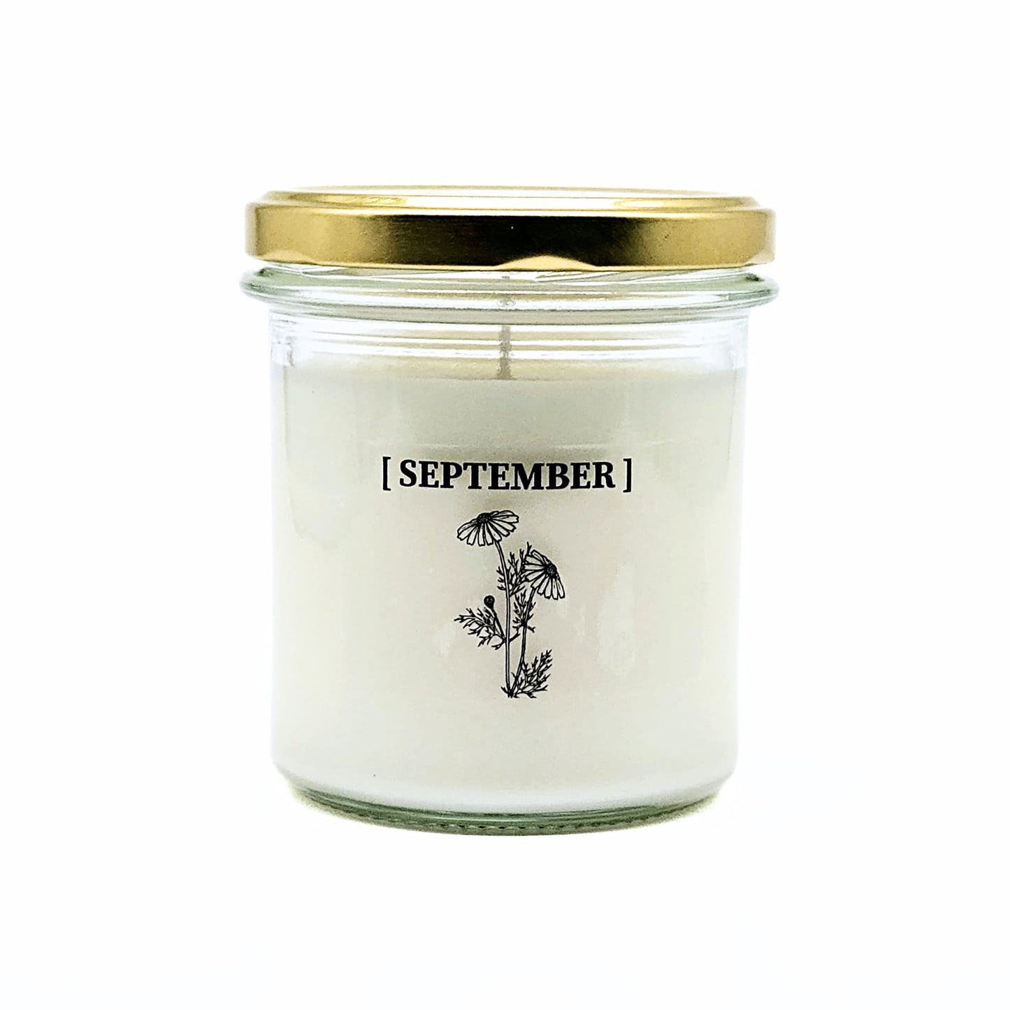 Candlelight-on - geurkaars met geboortebloem en geboortedatum - september - o.b.v. sojawas en etherische oliën