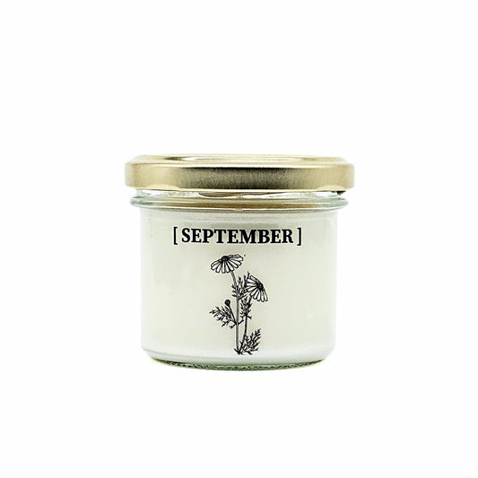 Candlelight-on - geurkaars met geboortebloem en geboortedatum - september - o.b.v. sojawas en etherische oliën