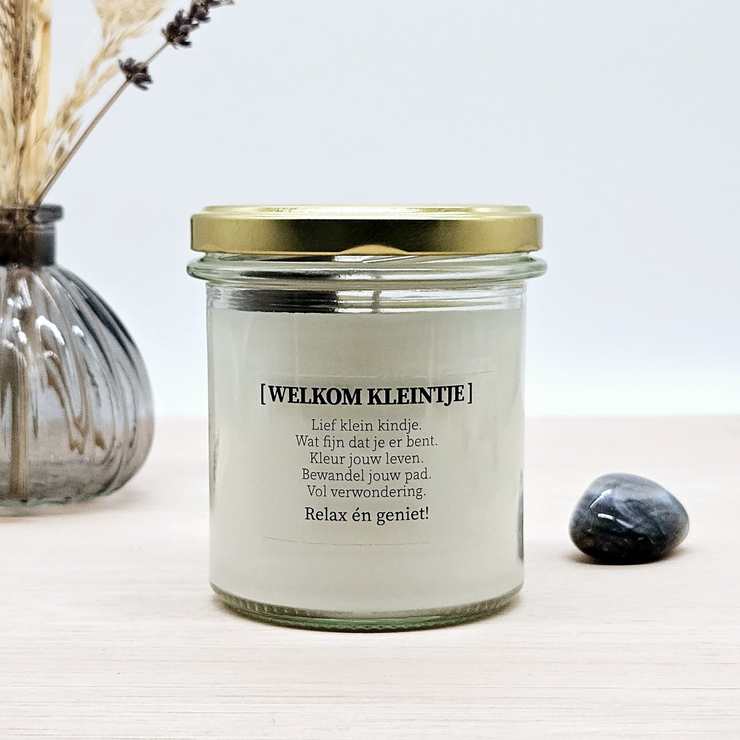 Geboortekaars met edelstenen - Welkom kleintje - jongen