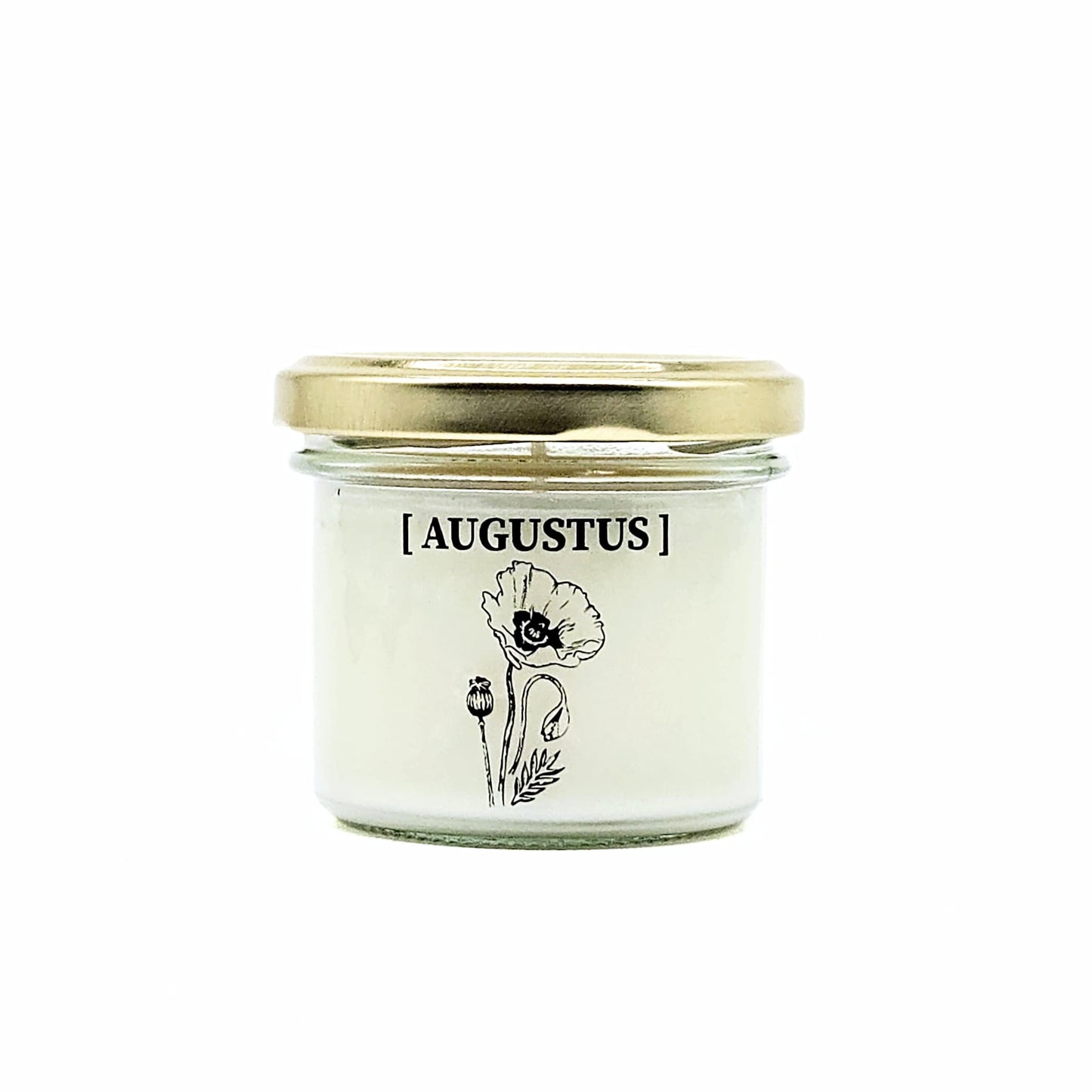 Candlelight-on - geurkaars met geboortebloem en geboortedatum - augustus - o.b.v. sojawas en etherische oliën