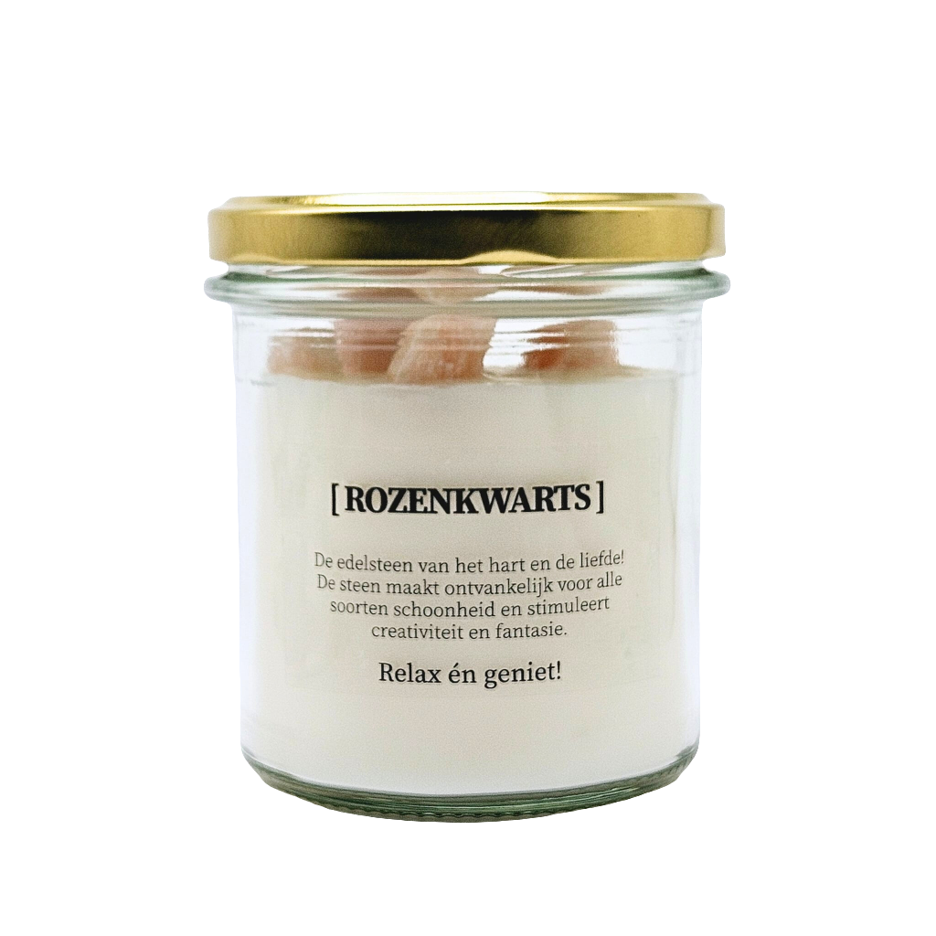 DIY pakket - Sojakaars met edelsteen en geurdecoratie - Rozenkwarts