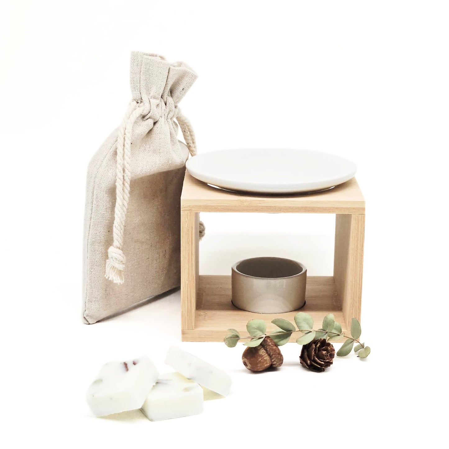 Giftset - geurbrander en waxmelts met droogbloemenmix - Kerst