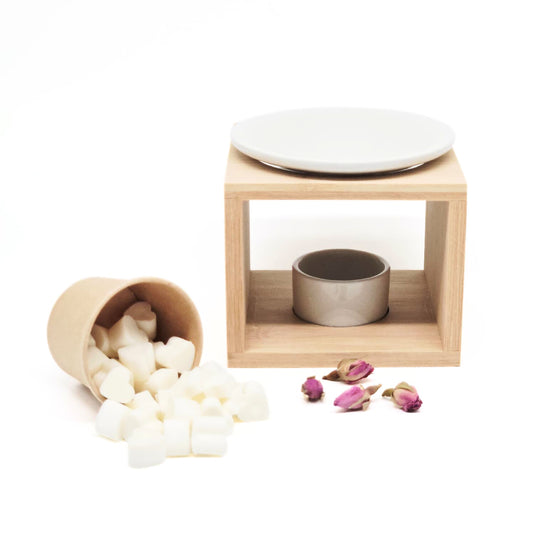 Giftset - geurbrander met miniwaxmelts - Rozen
